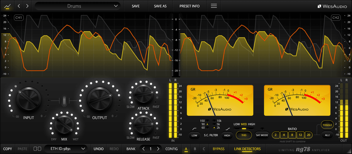 Wes Audio ng78 Next Generation Analog Stereo FET Compressor W/Digital Recall